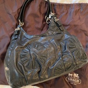Coach Handbag black leather with silver hardware